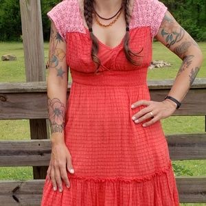 Lovely Free People gauze knit Mexican style dress great for summer festivals